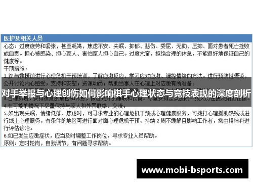 对手举报与心理创伤如何影响棋手心理状态与竞技表现的深度剖析