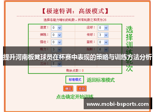 提升河南板凳球员在杯赛中表现的策略与训练方法分析